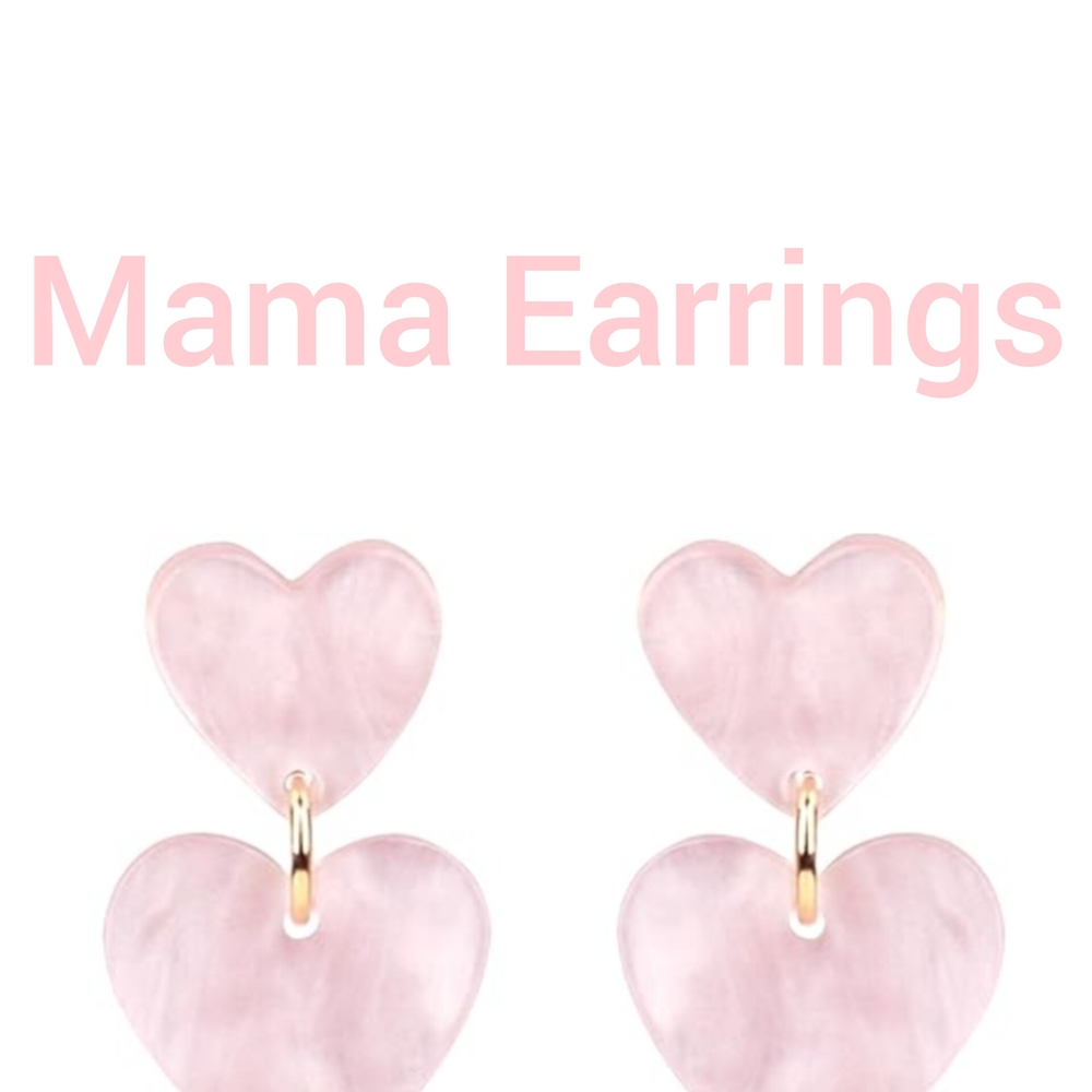 Pink Heart "Mama" Inscription Earrings